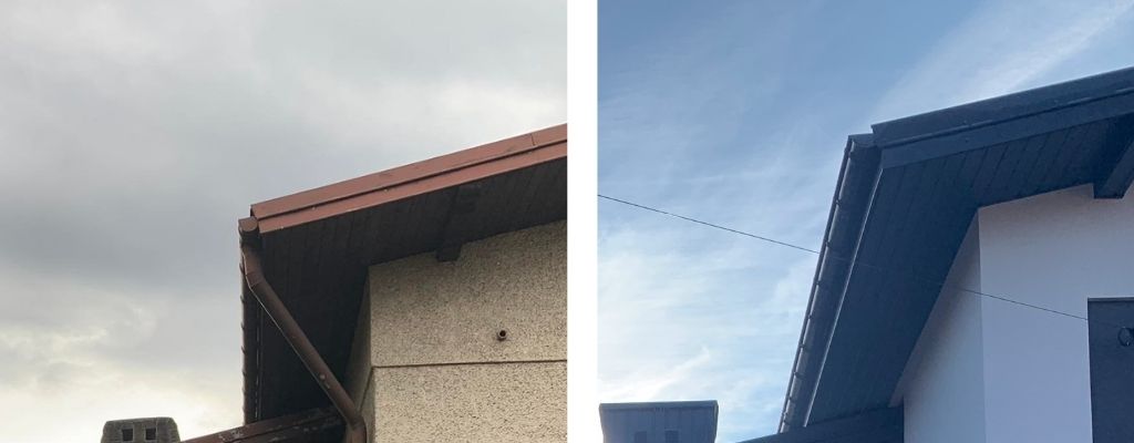 Porównanie, renowacja starego dachu z blachy