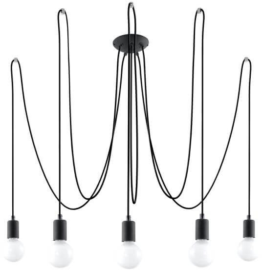 Żyrandol Edison 5 Czarny SL.0371 Sollux