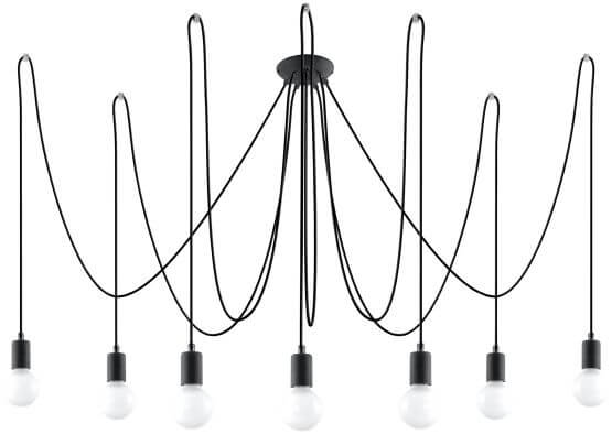 Żyrandol Edison 7 Czarny SL.0372 Sollux