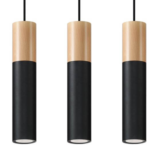 Lampa Wisząca Pablo 3 Czarna SL.0634 Sollux