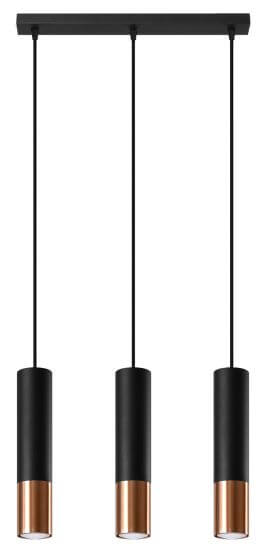 Lampa Wisząca Loopez 3L Czarny/Miedziany SL.0948 Sollux