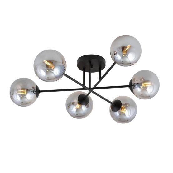Lampa sufitowa ROMA nowoczesna czarna E14 10W LED