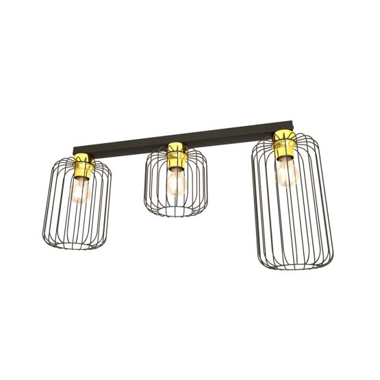 Lampa sufitowa BARN nowoczesna czarna / złota E27 15W LED