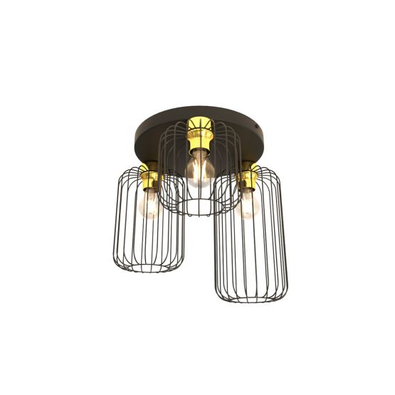Lampa sufitowa BARN nowoczesna czarna / złota E27 15W LED
