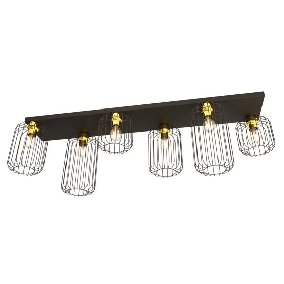 Lampa sufitowa BARN nowoczesna czarna / złota E27 15W LED