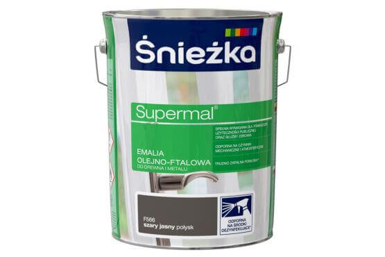 Emalia Olejno-Ftalowa Supermal Szary Jasny F566 0,8L Połysk Śnieżka - OUTLET towar niepełnowartościowy