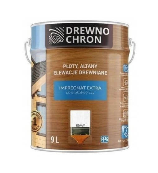Zestaw Impregnat Extra Powłokotwórczy Biały 9L Drewnochron + Pędzel Włoski 70 mm GRATIS Zestaw Impregnat Extra Powłokotwórczy Biały 9L Drewnochron + Pędzel Włoski 70 mm GRATIS