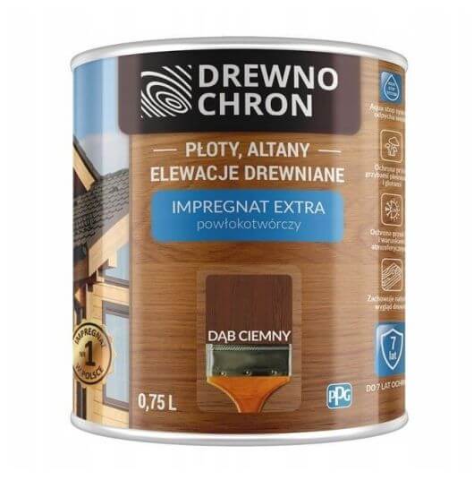 Zestaw Impregnat Extra Powłokotwórczy Dąb Ciemny 0,75L Drewnochron + Pędzel Włoski 70 mm GRATIS Zestaw Impregnat Extra Powłokotwórczy Dąb Ciemny 0,75L Drewnochron + Pędzel Włoski 70 mm GRATIS