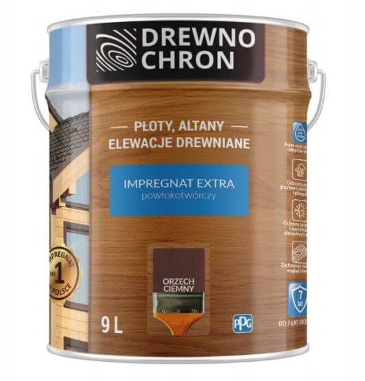 Zestaw Impregnat Extra Powłokotwórczy Orzech Ciemny 9L Drewnochron + Pędzel Włoski 70 mm GRATIS Zestaw Impregnat Extra Powłokotwórczy Orzech Ciemny 9L Drewnochron + Pędzel Włoski 70 mm GRATIS