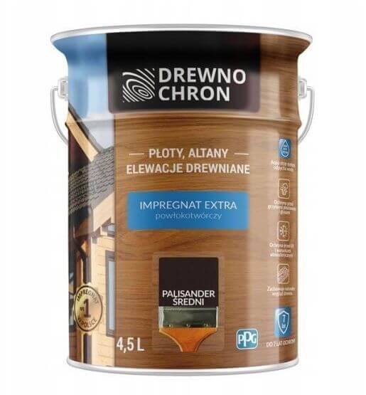 Zestaw Impregnat Extra Powłokotwórczy Palisander Średni 4,5L Drewnochron + Pędzel Włoski 70 mm GRATIS Zestaw Impregnat Extra Powłokotwórczy Palisander Średni 4,5L Drewnochron + Pędzel Włoski 70 mm GRATIS