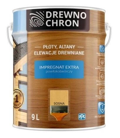 Zestaw Impregnat Extra Powłokotwórczy Sosna 9L Drewnochron + Pędzel Włoski 70 mm GRATIS Zestaw Impregnat Extra Powłokotwórczy Sosna 9L Drewnochron + Pędzel Włoski 70 mm GRATIS