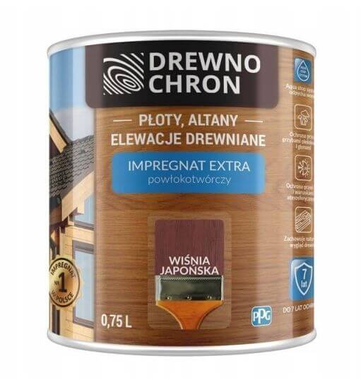 Zestaw Impregnat Extra Powłokotwórczy Wiśnia Japońska 0,75L Drewnochron + Pędzel Włoski 70 mm GRATIS Zestaw Impregnat Extra Powłokotwórczy Wiśnia Japońska 0,75L Drewnochron + Pędzel Włoski 70 mm GRATIS