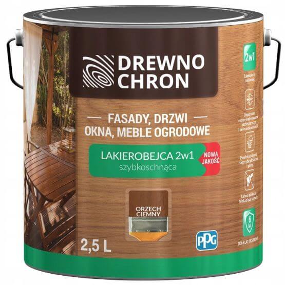 Zestaw Lakierobejca 2w1 Orzech Ciemny 2.5L Drewnochron + Pędzel Włoski 70 mm GRATIS