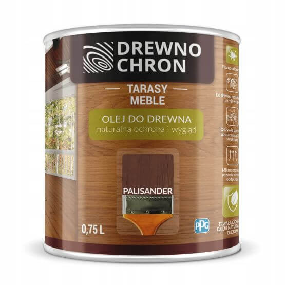 Zestaw Olej Do Drewna Palisander 0,75L Drewnochron + Pędzel Włoski 70 mm GRATIS