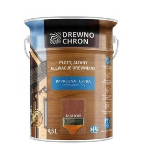 Zestaw Impregnat Extra Powłokotwórczy Mahoń 4,5L Drewnochron + Pędzel Włoski 70 mm GRATIS Zestaw Impregnat Extra Powłokotwórczy Mahoń 4,5L Drewnochron + Pędzel Włoski 70 mm GRATIS