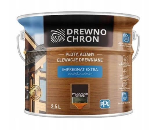 Zestaw Impregnat Extra Powłokotwórczy Palisander Średni 2,5L Drewnochron + Pędzel Włoski 70 mm GRATIS Zestaw Impregnat Extra Powłokotwórczy Palisander Średni 2,5L Drewnochron + Pędzel Włoski 70 mm GRATIS