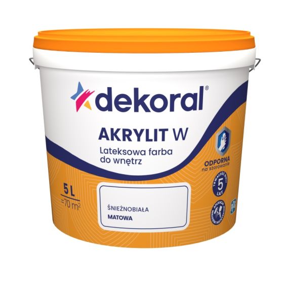 dekoral-akrylit-5l Zestaw Farba Lateksowa Odporna na Szorowanie Biała 5L Dekoral+ Kuweta Malarska