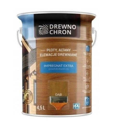 Zestaw Impregnat Extra Powłokotwórczy Dąb 4,5L Drewnochron + Pędzel Włoski 70 mm GRATIS Zestaw Impregnat Extra Powłokotwórczy Dąb 4,5L Drewnochron + Pędzel Włoski 70 mm GRATIS