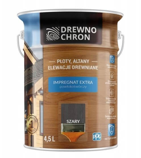 Zestaw Impregnat Extra Powłokotwórczy Szary 4,5L Drewnochron + Pędzel Włoski 70 mm GRATIS Zestaw Impregnat Extra Powłokotwórczy Szary 4,5L Drewnochron + Pędzel Włoski 70 mm GRATIS