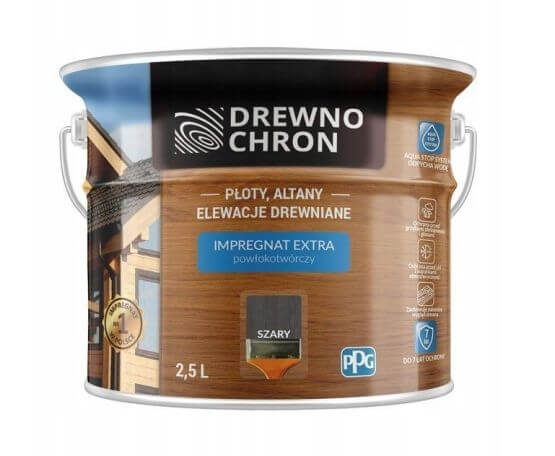 Zestaw Impregnat Extra Powłokotwórczy Szary 2,5L Drewnochron + Pędzel Włoski 70 mm GRATIS Zestaw Impregnat Extra Powłokotwórczy Szary 2,5L Drewnochron + Pędzel Włoski 70 mm GRATIS