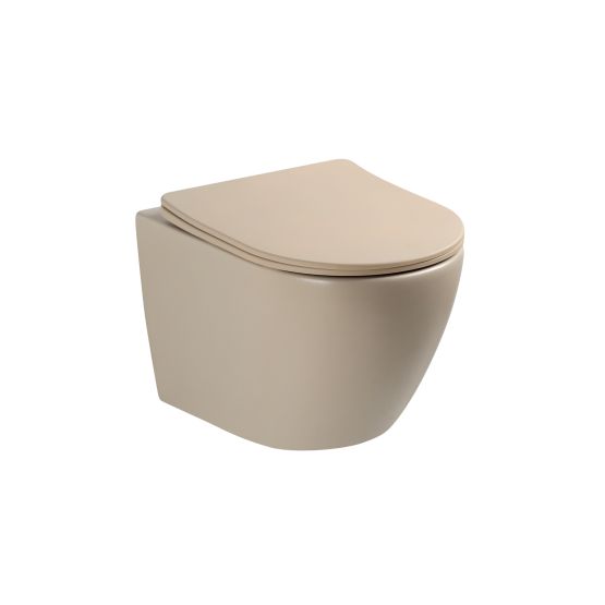 Miska WC Nox 1.0 Z Systemem Spłukiwania AquaTwist Z Deską Wolnoopadającą Slim Beżowy Mat 0114-MDB-AT Emporia