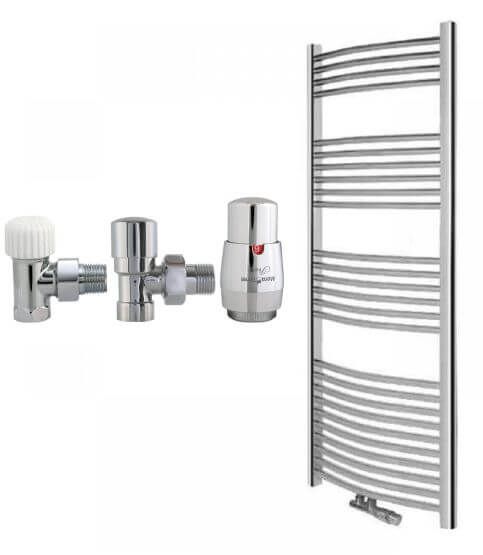 Grzejnik Łazienkowy Sail 1200x500 Chrom PUKTC-120-050-05 Z Zaworem ROGS022CFK Zehnder
