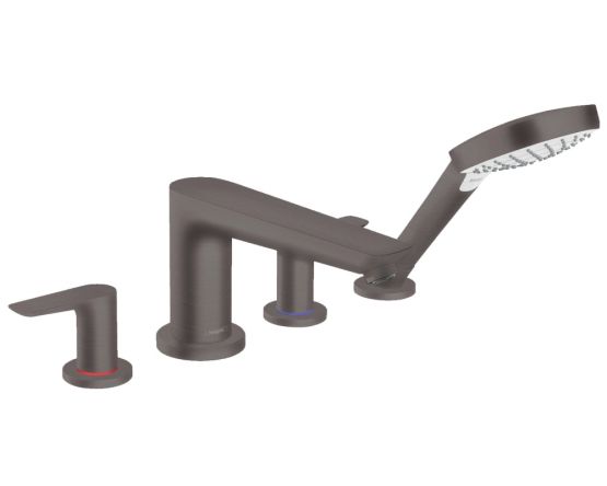 4-Otworowa Bateria Na Brzeg Wanny Talis E Czarny Chrom Szczotkowany 71748340 Hansgrohe