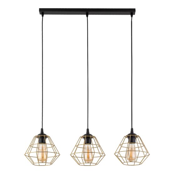 DIAMOND NEW BLACK/GOLD LAMPA wisząca 3 LISTWA