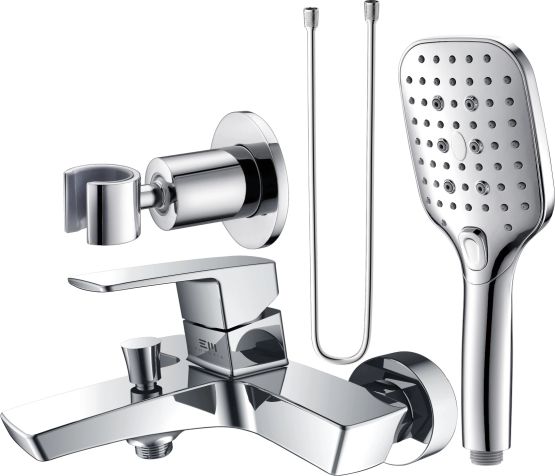 Zestaw Bateria Wannowa + Zestaw Prysznicowy Teo Chrom Emporia