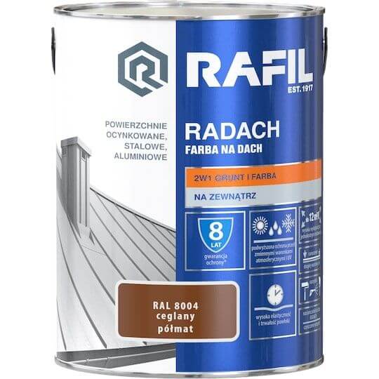 Farba Na Dach Radach 5L Ceglany RAL 8004 Rafil