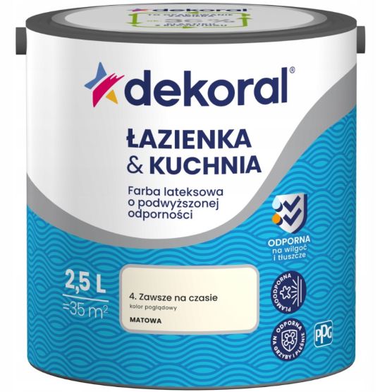 Farba Lateksowa Łazienka&Kuchnia Zawsze Na Czasie 2,5L Dekoral