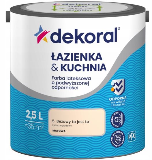 Farba Lateksowa Łazienka&Kuchnia Beżowy To Jest To 2,5L Dekoral