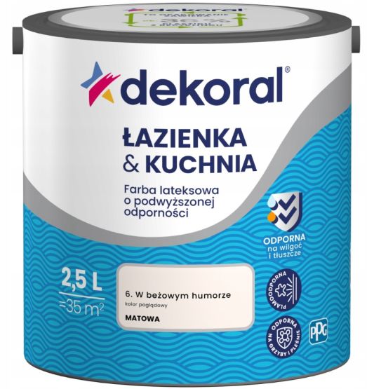 Farba Lateksowa Łazienka&Kuchnia W Beżowym Humorze Mat 2,5L Dekoral