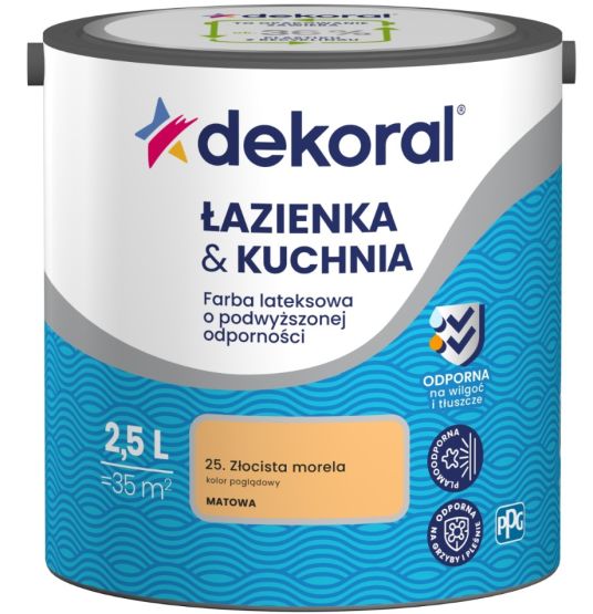 Farba Lateksowa Łazienka&Kuchnia Złocista Morela 2,5L Dekoral