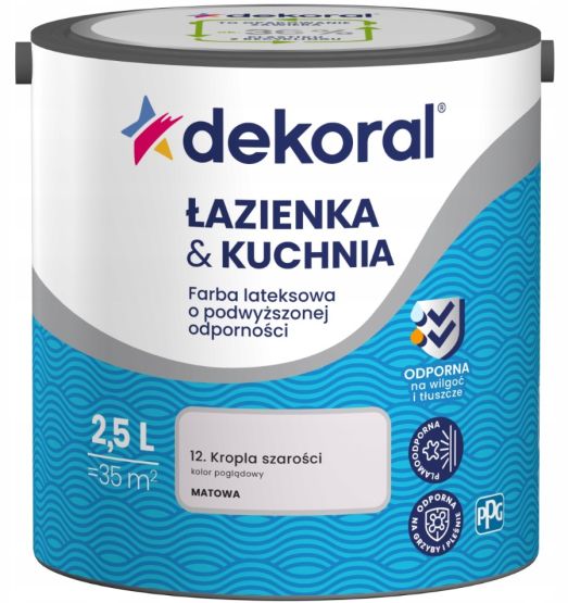 Farba Lateksowa Łazienka&Kuchnia Kropla Szarości 2,5L Dekoral