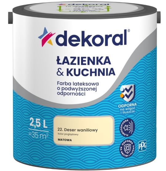 Farba Lateksowa Łazienka&Kuchnia Deser Waniliowy 2,5L Dekoral