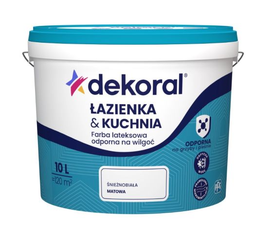 Farba Lateksowa Łazienka&Kuchnia Maleinak Biały Mat 10L Dekoral