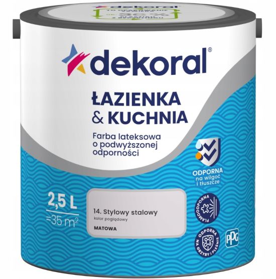 Farba Lateksowa Łazienka&Kuchnia Stylowy Stalowy 2,5L Dekoral