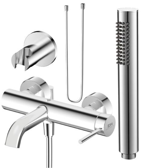 Zestaw Bateria Wannowa + Zestaw Prysznicowy Fly Chrom Emporia
