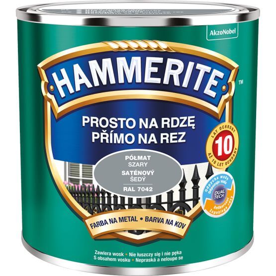 Farba Prosto Na Rdzę Półmat Szary 0.25L Hammerite