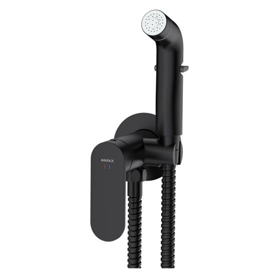 Bateria Bidetowa Podtynkowa Z Wężem I Słuchawką Typu Bidetka Lunepo Czarny ABLU4113B1 Avapax