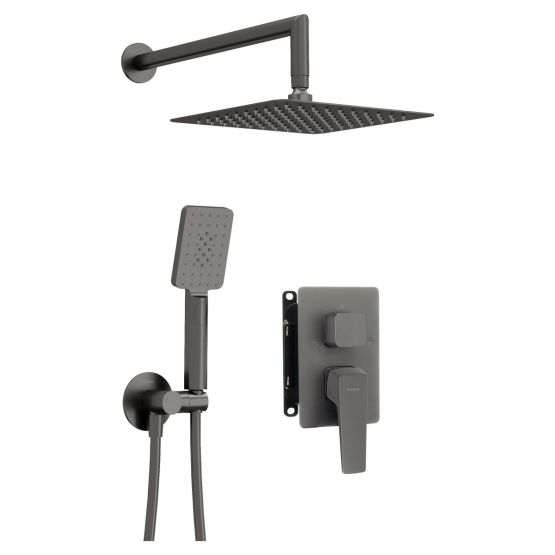 Bateria Prysznicowa Z Deszczownicą I Zestawem Prysznicowym Blur Titanium BXYZDQLM Deante