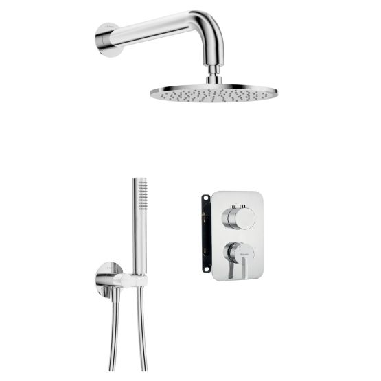 Bateria Prysznicowa Z Deszczownicą I Zestawem Prysznicowym Silia Chrom BXYY0QSM Deante