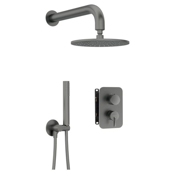 Bateria Prysznicowa Z Deszczownicą I Zestawem Prysznicowym Silia Titanium BXYYDQSM Deante