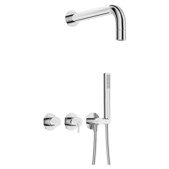Bateria Prysznicowa Z Głowicą Prysznicową I Zestawem Prysznicowym Silia Chrom NQS_00XK Deante