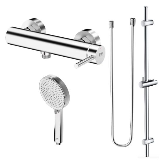 Bateria Prysznicowa Z Zestawem Prysznicowym Na Drążku Fly Chrom ZESTAW-FLY-28-CHR Emporia