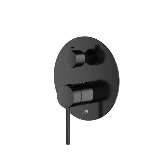 Bateria Prysznicowo-Wannowa Podtynkowa Fly Z Boxem 2-Wyjściowym Czarny Mat 03042BM Emporia