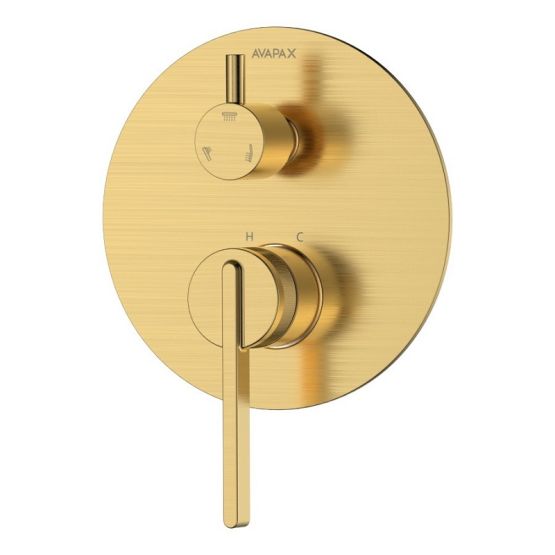 Bateria Prysznicowo Wannowa Podtynkowa Trzyfunkcyjna Aurevo Złoty Szczotkowany ABAU5312C1 Avapax