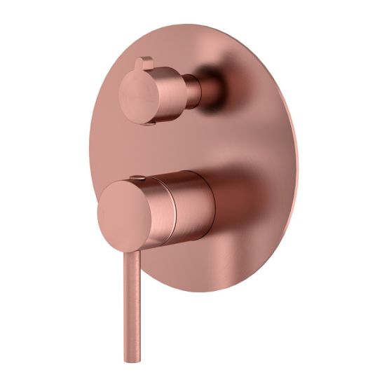 Bateria Prysznicowo-Wannowa Podtynkowa Z Boxem 2-Wyjściowym Fly Miedź Szczotkowana 03042BRG Emporia