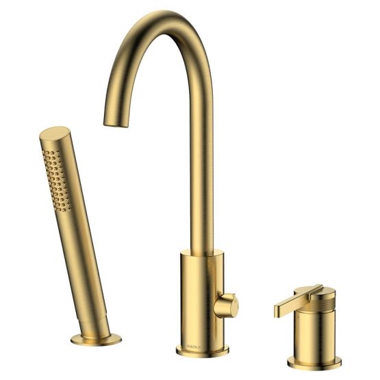 Bateria Wannowa 3-Otworowa Aurevo Złoty Szczotkowany ABAU231221 Avapax